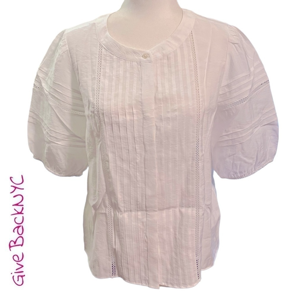Ann Taylor Puff Sleeve Button Down Blouse Size M